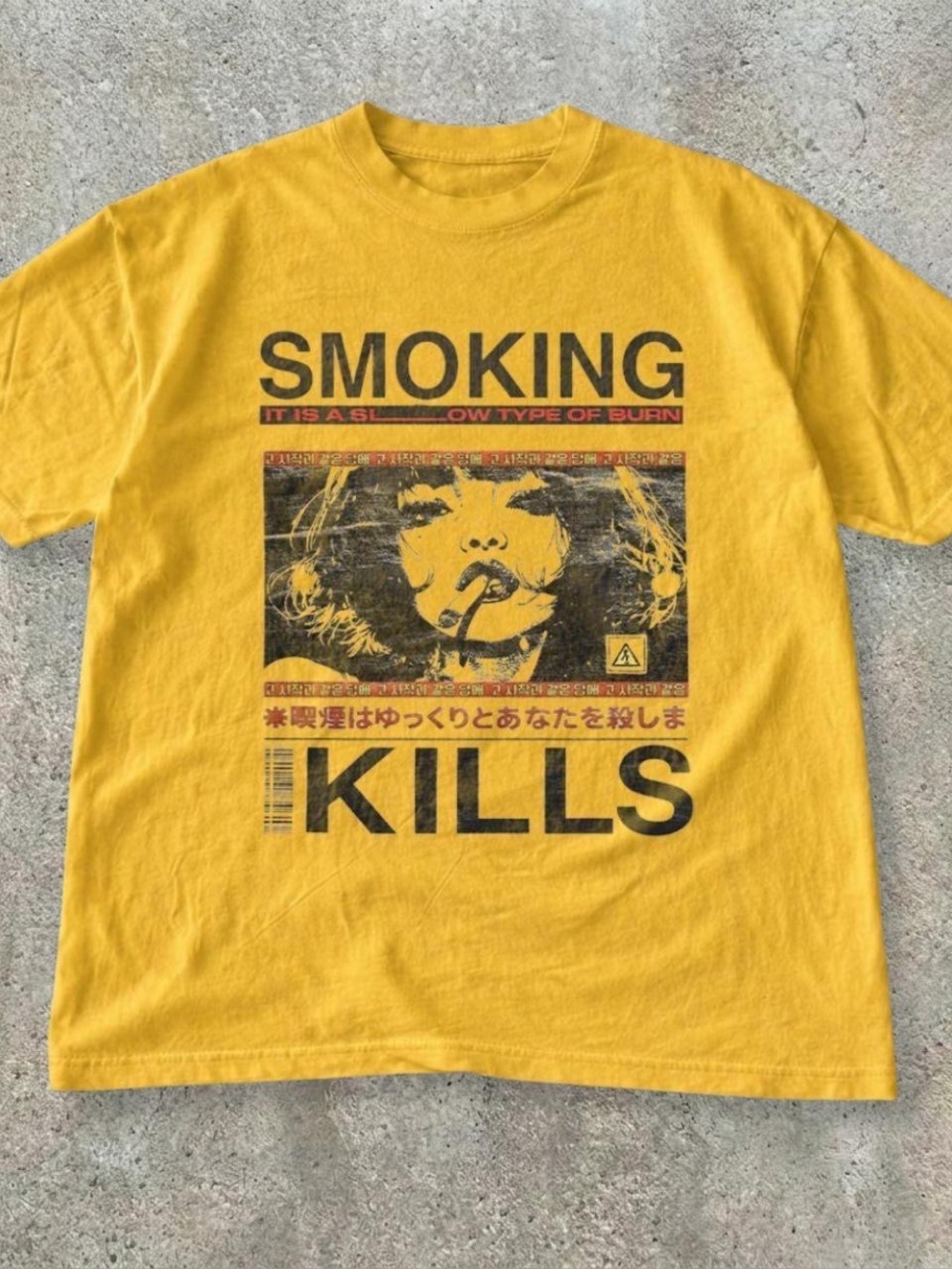 Smoking Kills Graphic Tee - Yellow